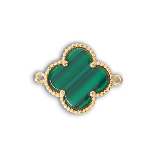 Dije Trebol Clov Pulsera Piedra Verde Dorado Rodinado