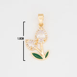 Dije Tulipán Doble Piedra Blanca Dorado Rodinado