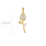 Dije Tulipán 3cm Tallo Piedra Blanca Dorado Rodinado