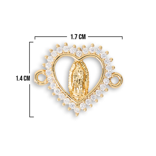 Dije Virgen Corazón Guadalupe Dorado Rodinado