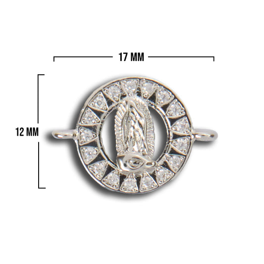 Dije Virgen Guadalupe Circulo Plateado Rodinado